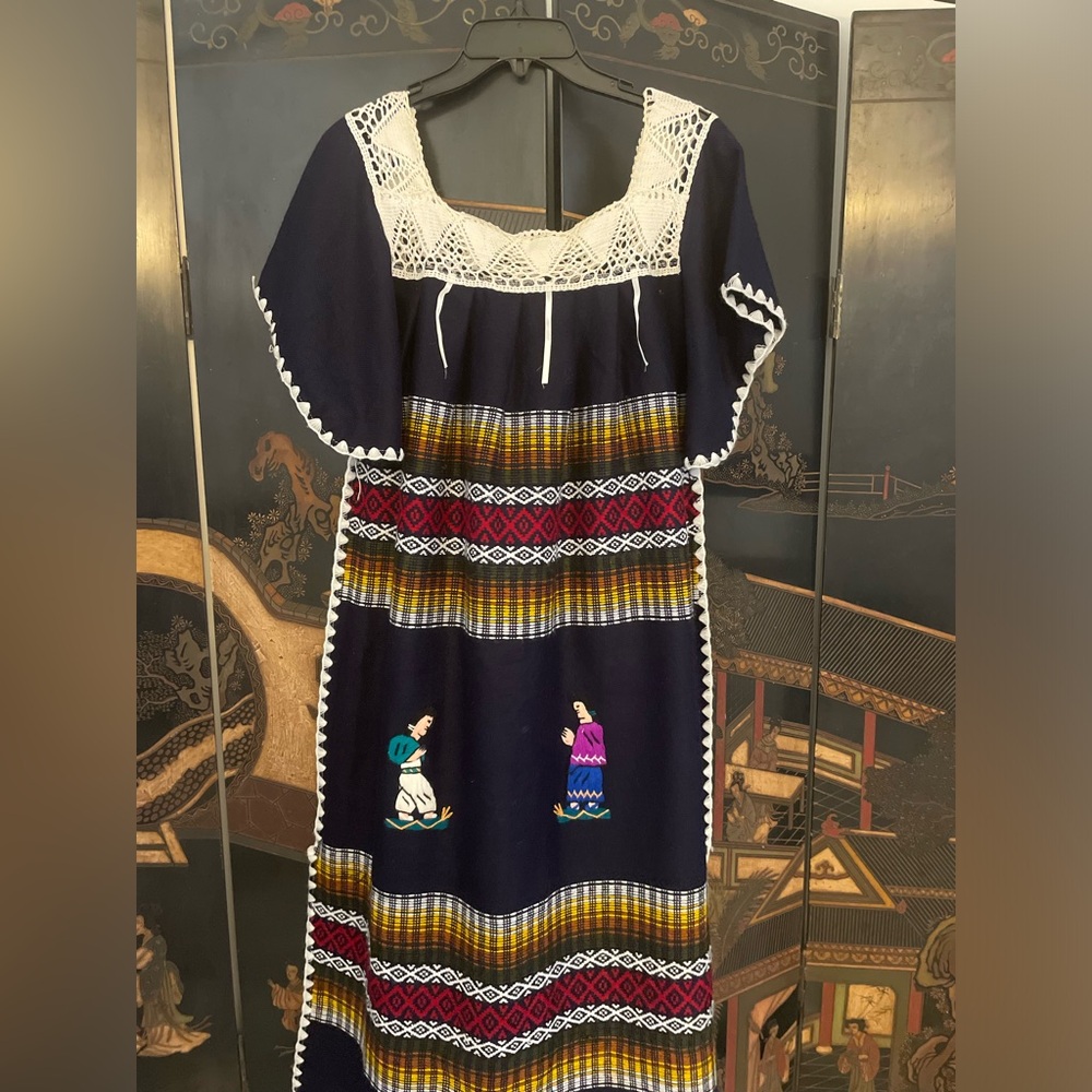 Handmade wool dress, Ecuadorian traditional dress, size M